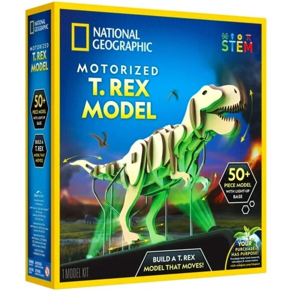 National Geographic Motorized T-Rex Model with LED Base DIY Kit Nightlight Displ - Picture 1 of 4